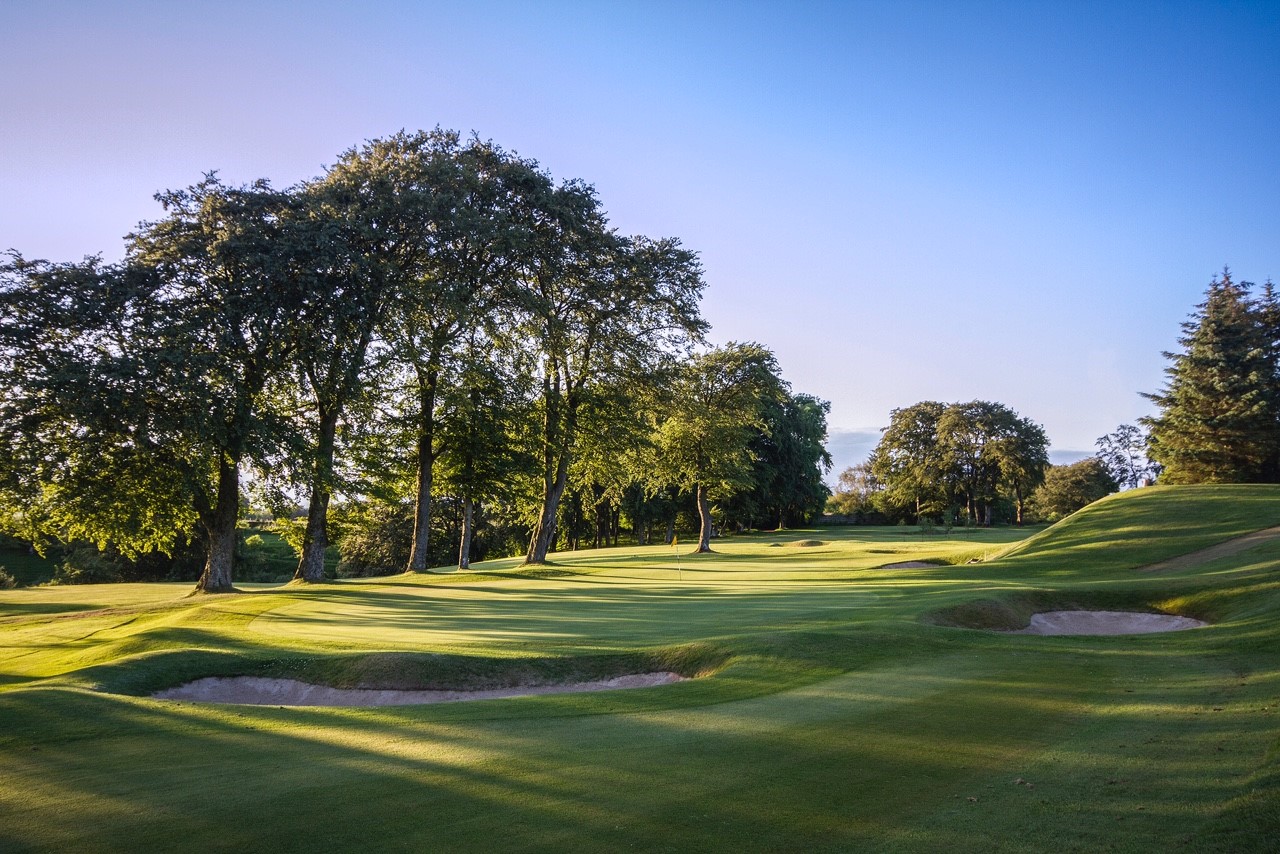 Trees on Golf Course Green with bunkers